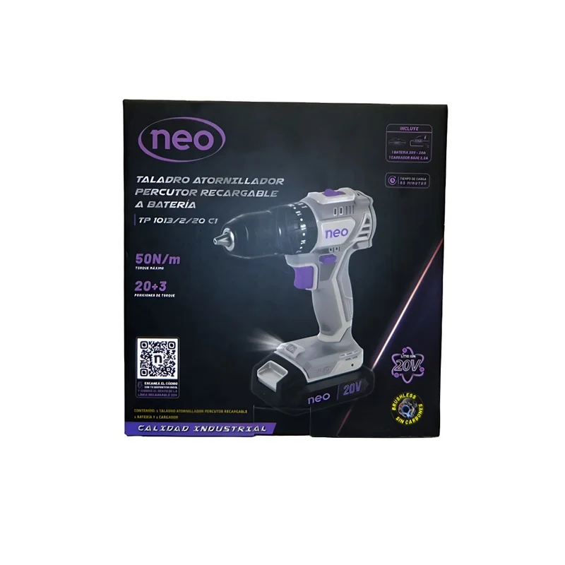 TALADRO ATORNILLADOR PERCUTOR RECARGABLE A BATERÍA NEO