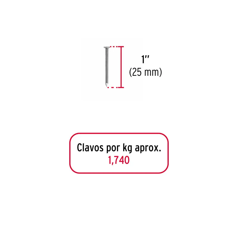 BOLSA CON 1 KG DE CLAVO STANDARD 1" CON CABEZA