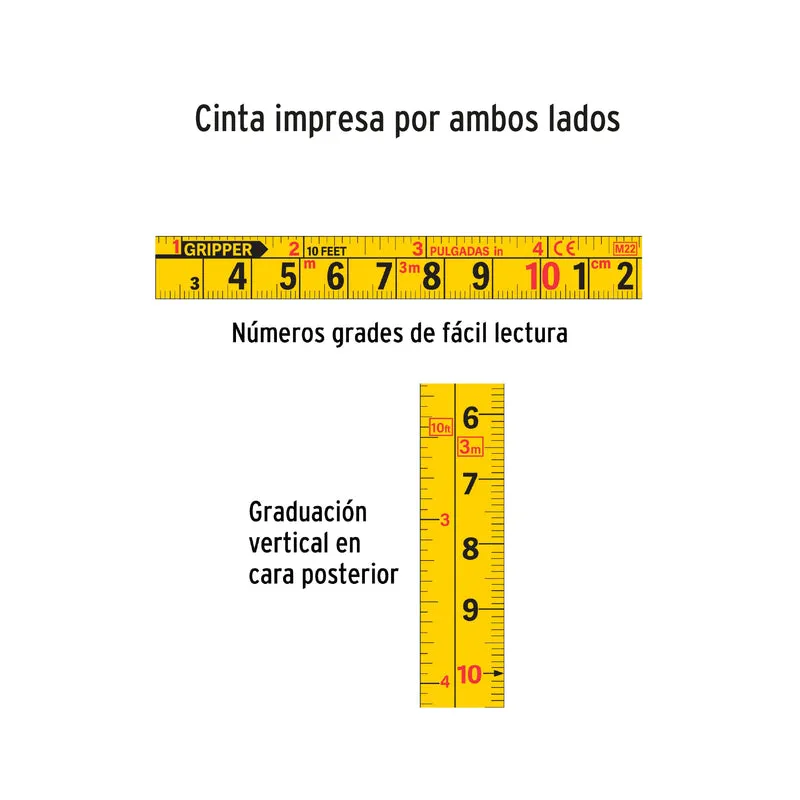 CINTA METRICA GRIPPER 8 M CINTA 25 MM DISPLAY BOX CON 6 PIEZAS