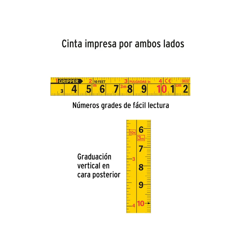 CINTA MÉTRICA GRIPPER 5 M CINTA 13 MM DISPLAY BOX CON 12 PIEZAS