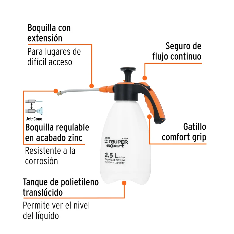 FUMIGADOR DOMÉSTICO DE 2.5 LITROS, MANGO ERGONÓMICO