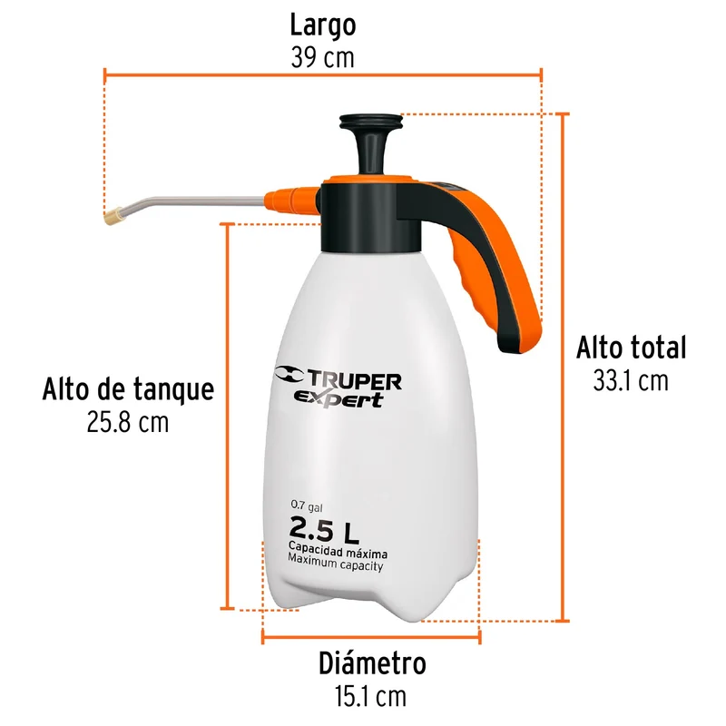 FUMIGADOR DOMÉSTICO DE 2.5 LITROS, MANGO ERGONÓMICO