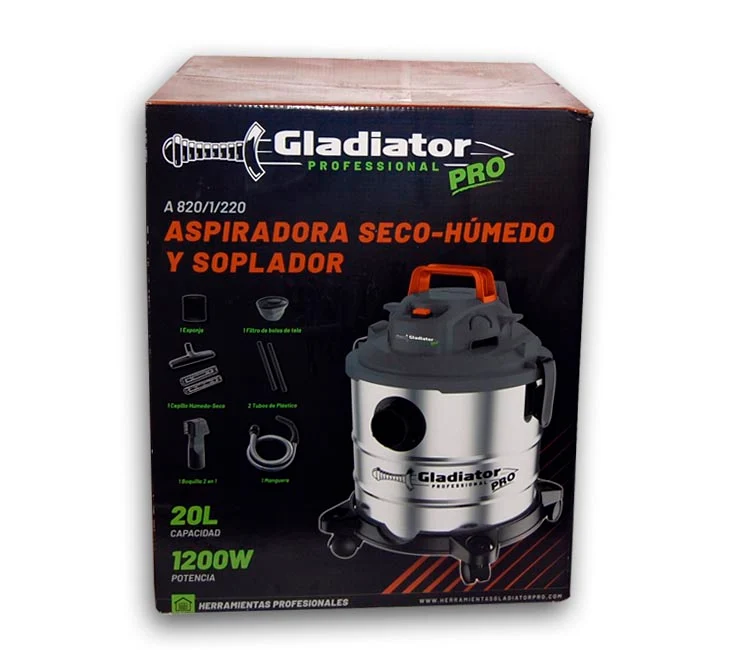 ASPIRADORA SECO-HÚMEDO Y SOPLADOR GLADIATOR, 20 LITROS
