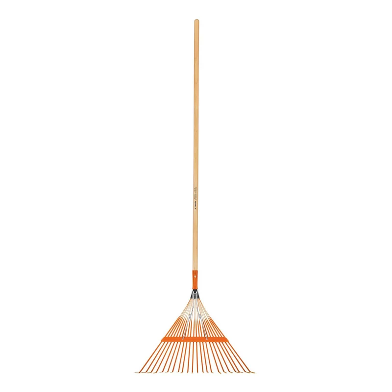 ESCOBA METÁLICA PARA JARDÍN,RECTA, 22 DIENTES, MANGO 48"