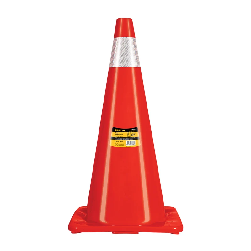 CONO DE PRECAUCIÓN DE 70 CM DE PVC CON REFLEJANTE, PRETUL