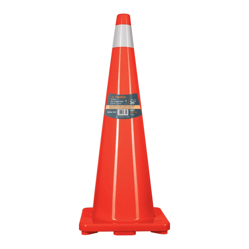 CONO DE PRECAUCIÓN DE 90 CM DE PVC CON REFLEJANTE, TRUPER