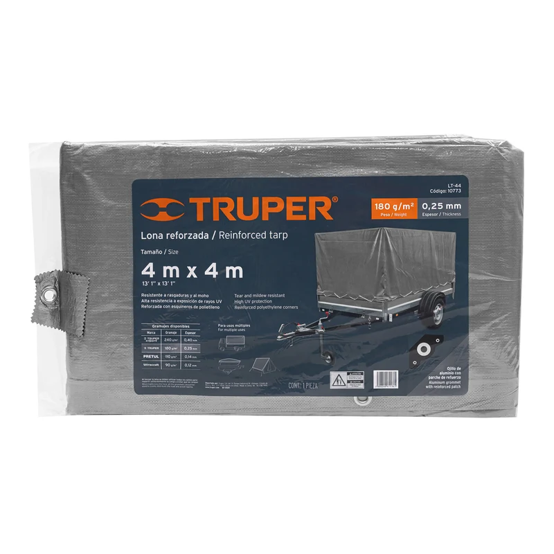 LONA GRIS REFORZADA 4 X 4 M, TRUPER