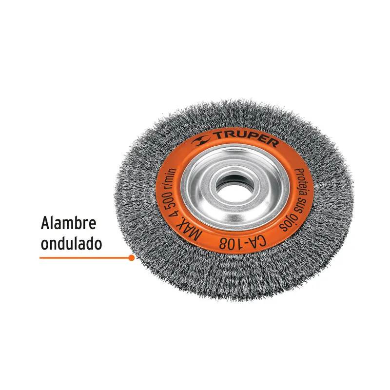 CARDA ALAMBRE ONDULADO 8" X 7/8" PARA ESMERIL, TRUPER
