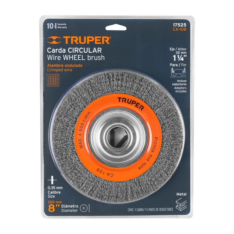 CARDA ALAMBRE ONDULADO 8" X 7/8" PARA ESMERIL, TRUPER