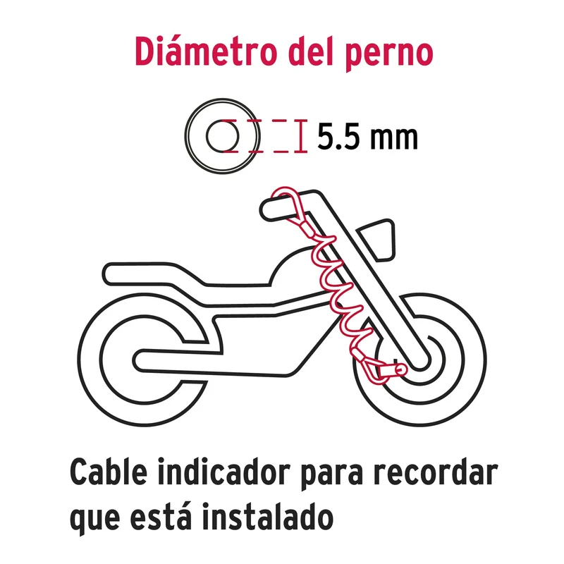 CANDADO PARA DISCO DE MOTOCICLETA HERMEX, PERNO DE 5.5 MM