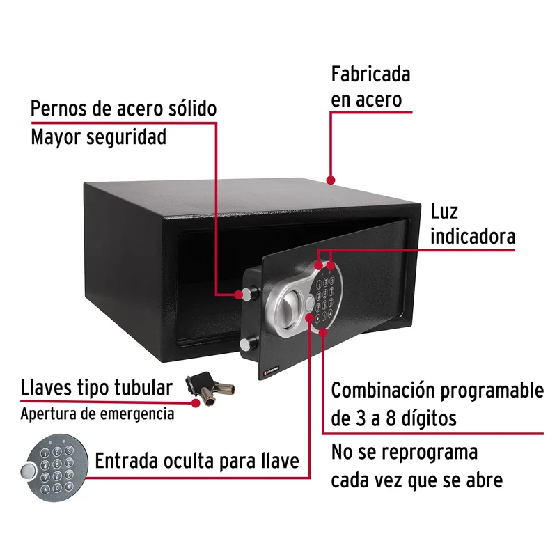 CAJA DE SEGURIDAD ELECTRÓNICA HERMEX, TAMAÑO LAPTOP
