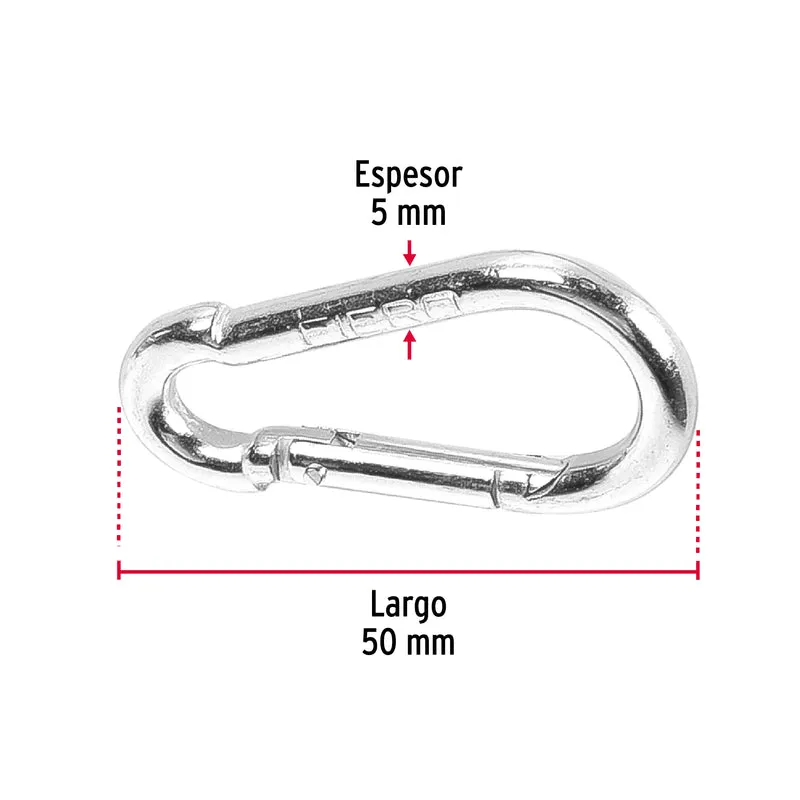 BANDOLA MOSQUETÓN DE ACERO 3/16", FIERO