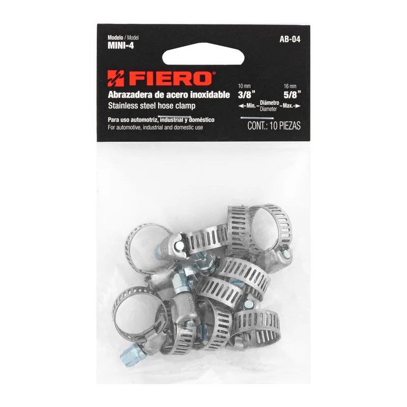 10 ABRAZADERAS MINI SIN FIN REFORZADAS #4, 3/8-5/8", FIERO