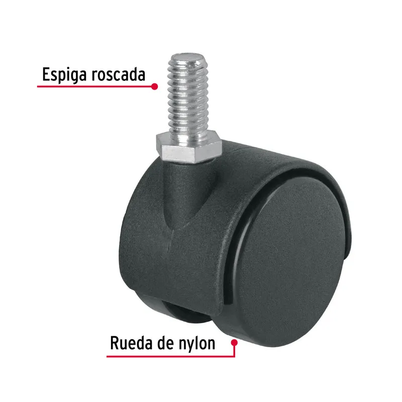 RODAJA TIPO YOYO DE 50 MM CON ESPIGA ROSCADA, FIERO