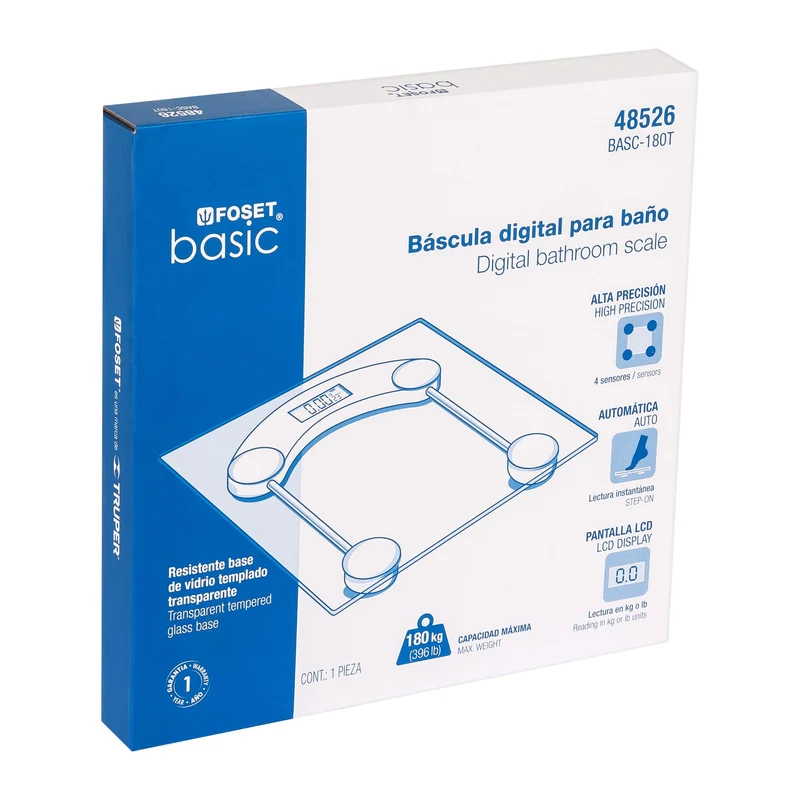 BÁSCULA DIGITAL 180KG PARA BAÑO, FOSET