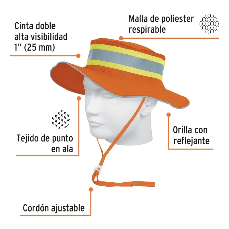 SOMBRERO TRUPER, ALTA VISIBILIDAD CON REFLEJANTE