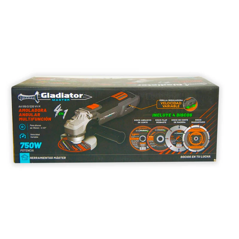 AMOLADORA ANGULAR MULTIFUNCIÓN GLADIATOR 115MM, 750W