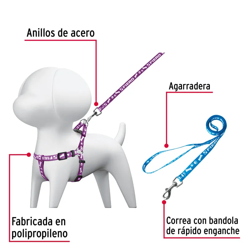 CORREA CON PECHERA PARA PERRO, 1 CM ANCHO, FIERO