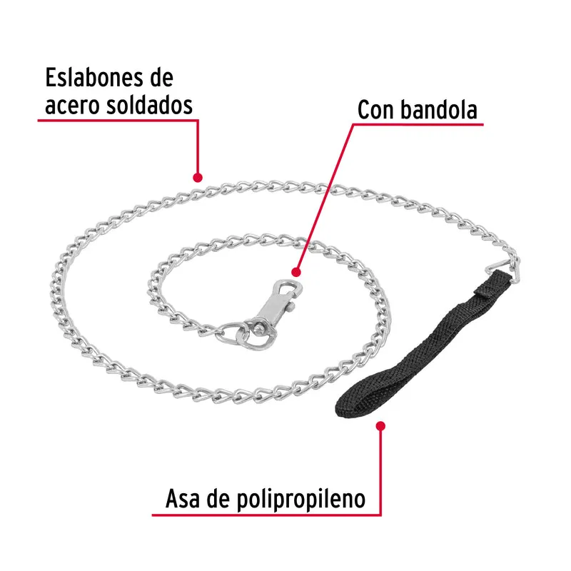 CORREA DE 1.2 M DE PASEO PARA PERRO, ESLABÓN 2.5 MM, FIERO