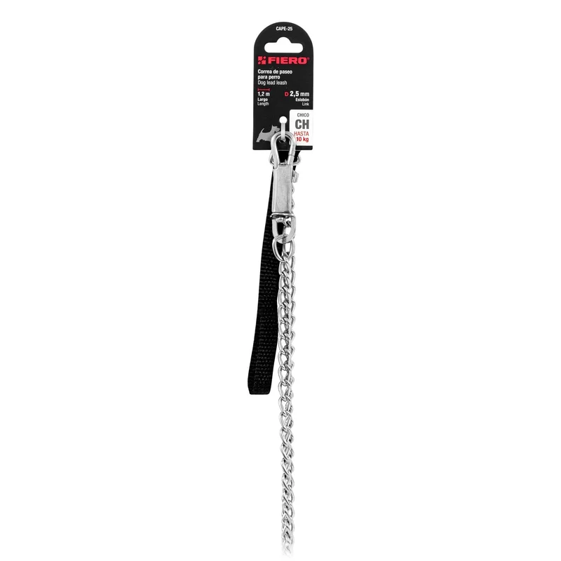 CORREA DE 1.2 M DE PASEO PARA PERRO, ESLABÓN 2.5 MM, FIERO