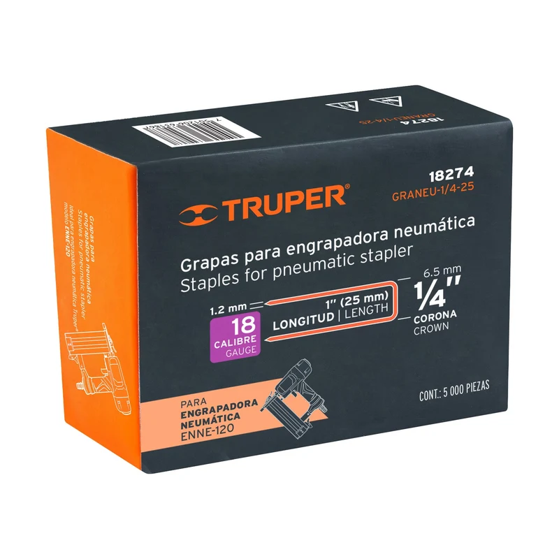 5000 GRAPAS CORONA 1/4" CALIBRE 18, 25MM P/ENNE-120