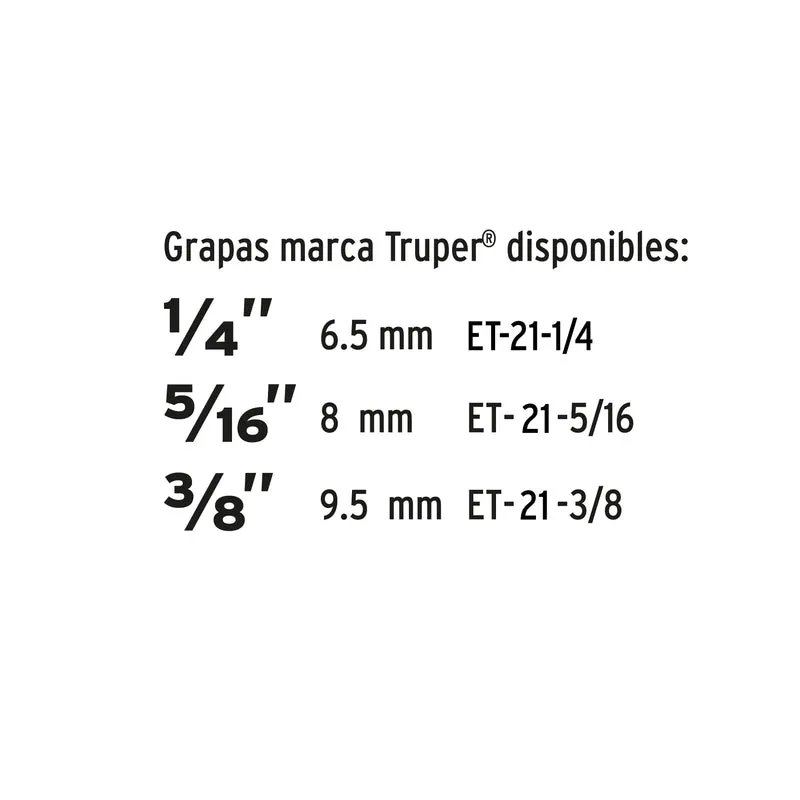 ENGRAPADORA TIPO PISTOLA TRUPER PARA ¼",5/16", 3/8", CON 200 GRAPAS