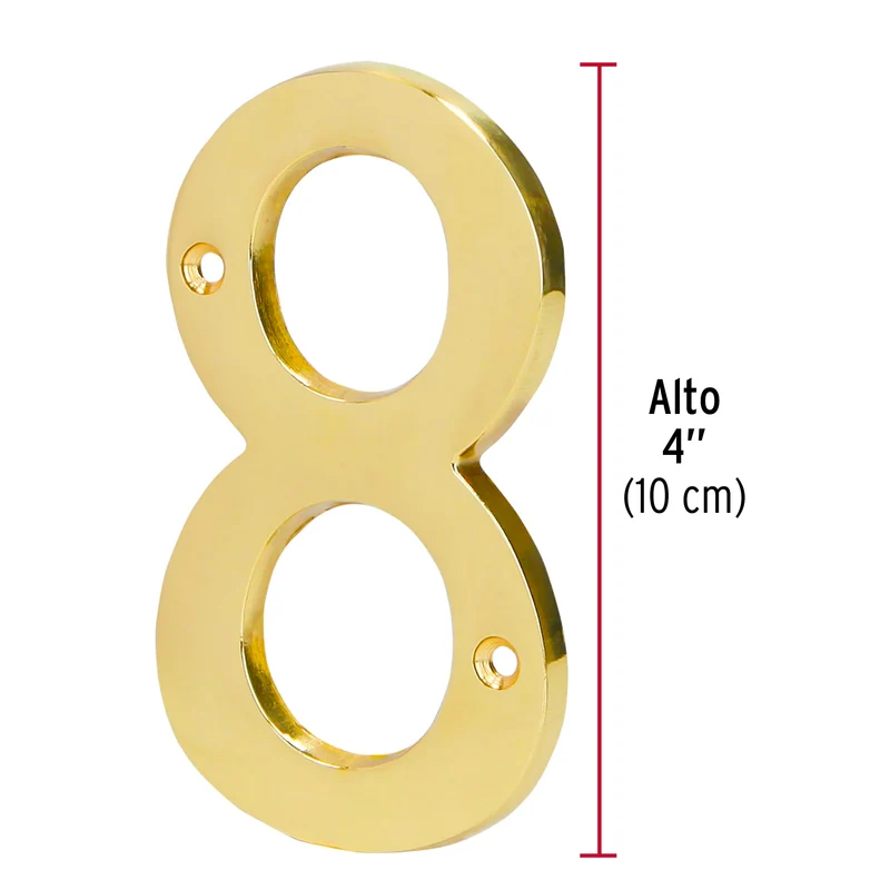 NÚMERO 8 DE LATÓN SÓLIDO 4", HERMEX