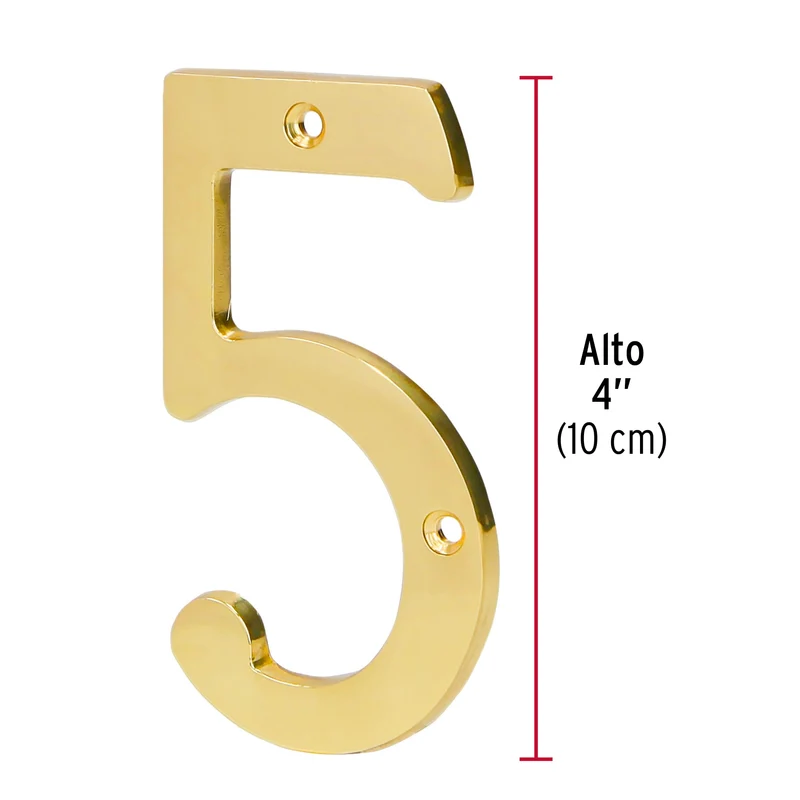 NÚMERO 5 DE LATÓN SÓLIDO 4", HERMEX