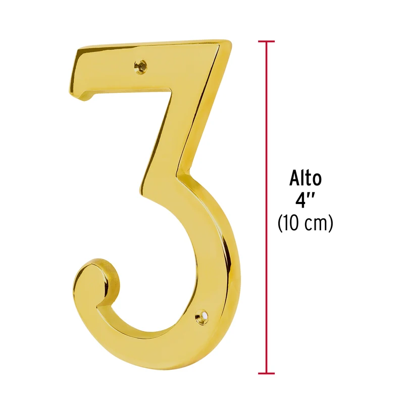 NÚMERO 3 DE LATÓN SÓLIDO 4", HERMEX