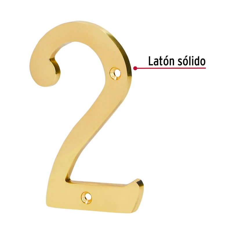 NÚMERO 2 DE LATÓN SÓLIDO 4", HERMEX