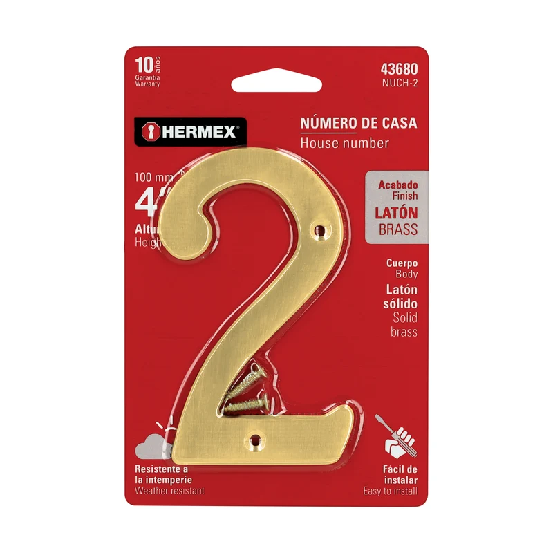 NÚMERO 2 DE LATÓN SÓLIDO 4", HERMEX