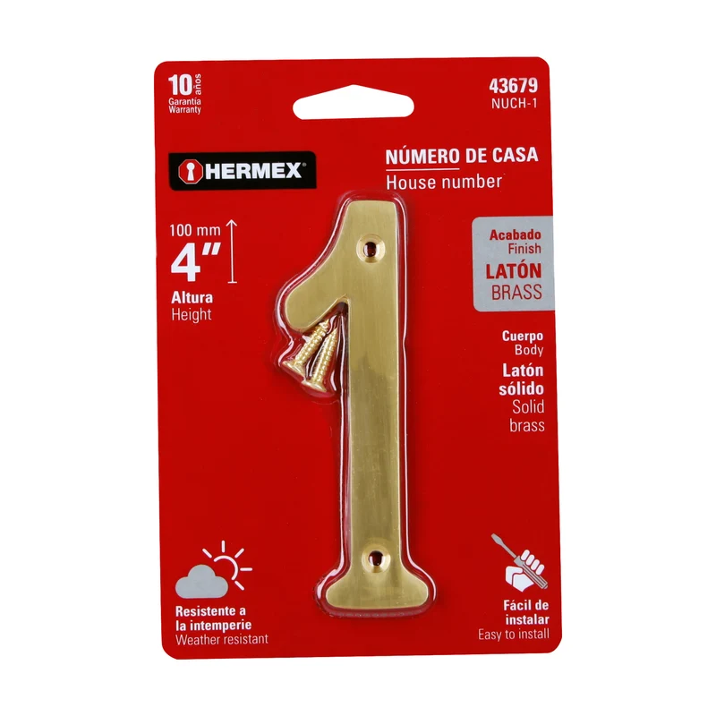 NÚMERO 1 DE LATÓN SÓLIDO 4", HERMEX