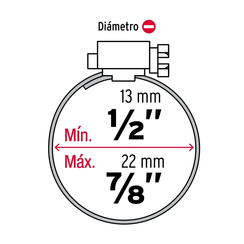 10 ABRAZADERAS MINI SIN FIN REFORZADAS #7, 1/2 -7/8"