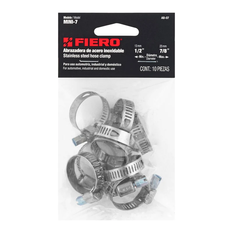 10 ABRAZADERAS MINI SIN FIN REFORZADAS #7, 1/2 -7/8"