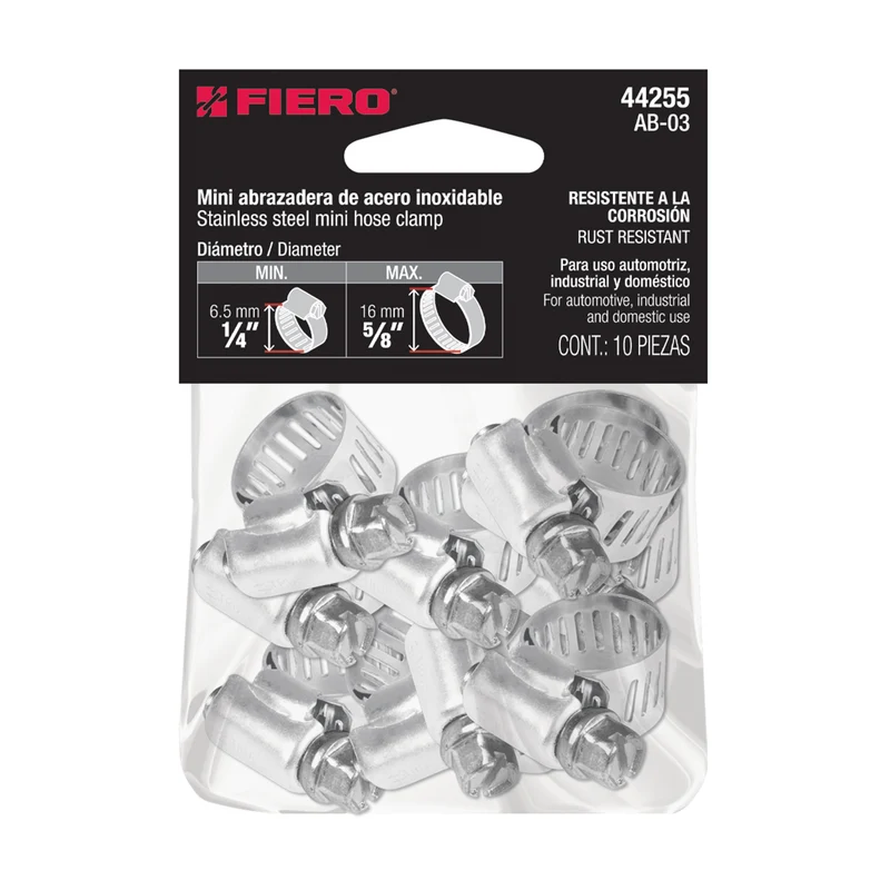 10 ABRAZADERAS MINI SIN FIN REFORZADAS #3, 1/4"-5/8"