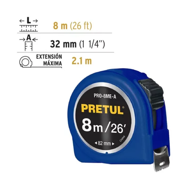 CINTA MÉTRICA 8 M CINTA 25 MM, PRETUL