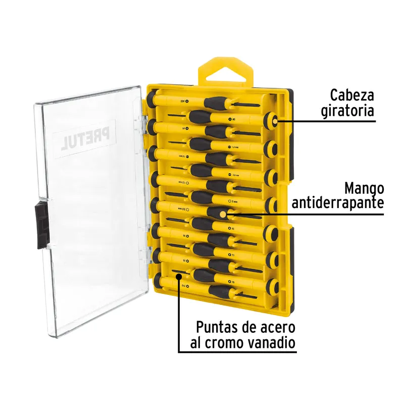 JUEGO CON 15 DESARMADORES DE PRECISIÓN, PRETUL
