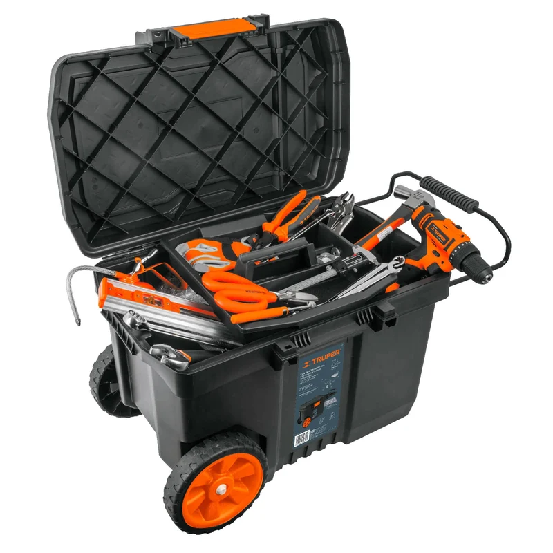 CAJA PARA HERRAMIENTA PLÁSTICA TRUPER DE 23" (58 CM) CON RUEDAS