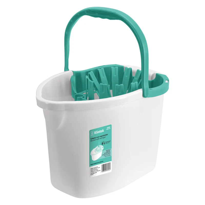 CUBETA PLÁSTICA CON EXPRIMIDOR, 8L KLINTEK