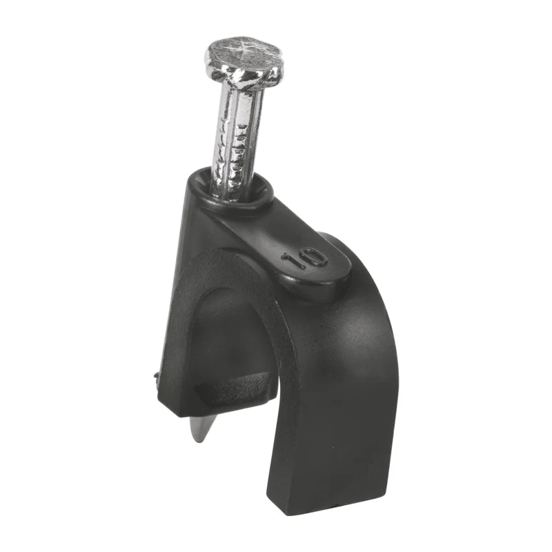 BOLSA CON 20 GRAPAS NEGRAS VOLTECK DE 10 MM PARA CABLE REDONDO