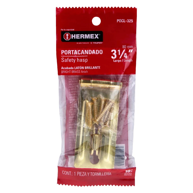 PORTACANDADO DE ACERO LATONADO 3-1/4", HERMEX