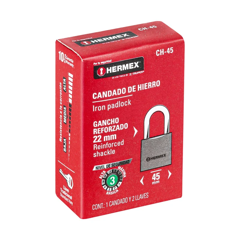 CANDADO CAZA 45 MM, GANCHO CORTO