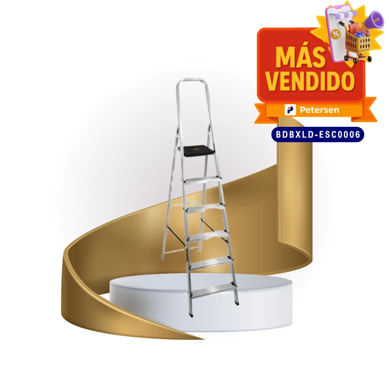 ESCALERA REFORZADA DE ALUMINIO BLACK&DECKER, 6 ESCALONES, 150 KG