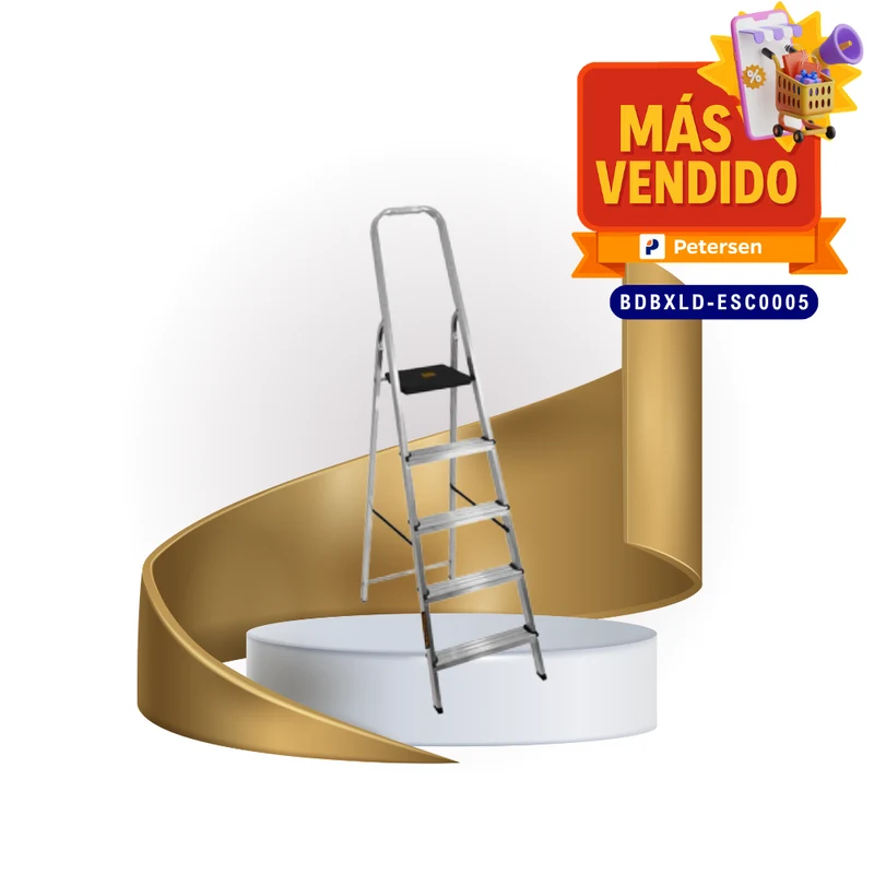 ESCALERA REFORZADA DE ALUMINIO BLACK&DECKER, 5 ESCALONES, 150 KG