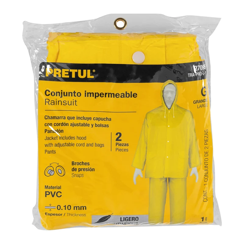 CONJUNTO IMPERMEABLE LIGERO DE PVC, PRETUL, GRANDE