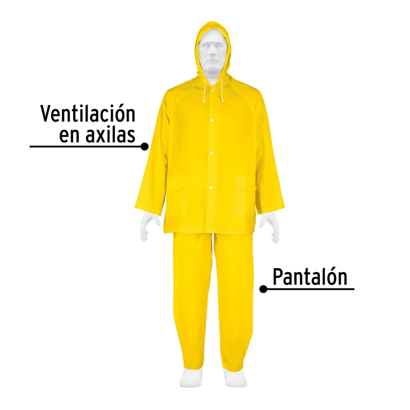 CONJUNTO IMPERMEABLE LIGERO DE PVC, PRETUL, MEDIANA