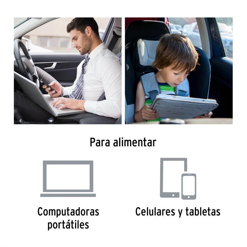 INVERSOR DE CORRIENTE TRUPER 120 W 2 PUERTOS USB 3.1 A
