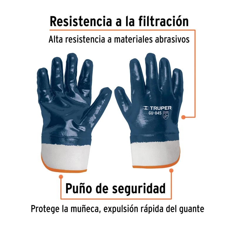 GUANTES DE ALGODÓN TRUPER, RECUBIERTOS DE NITRILO