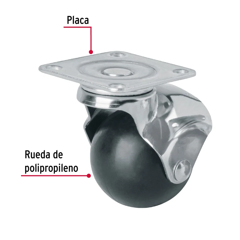 RODAJA ESFÉRICA, 50 MM CON PLACA, FIERO