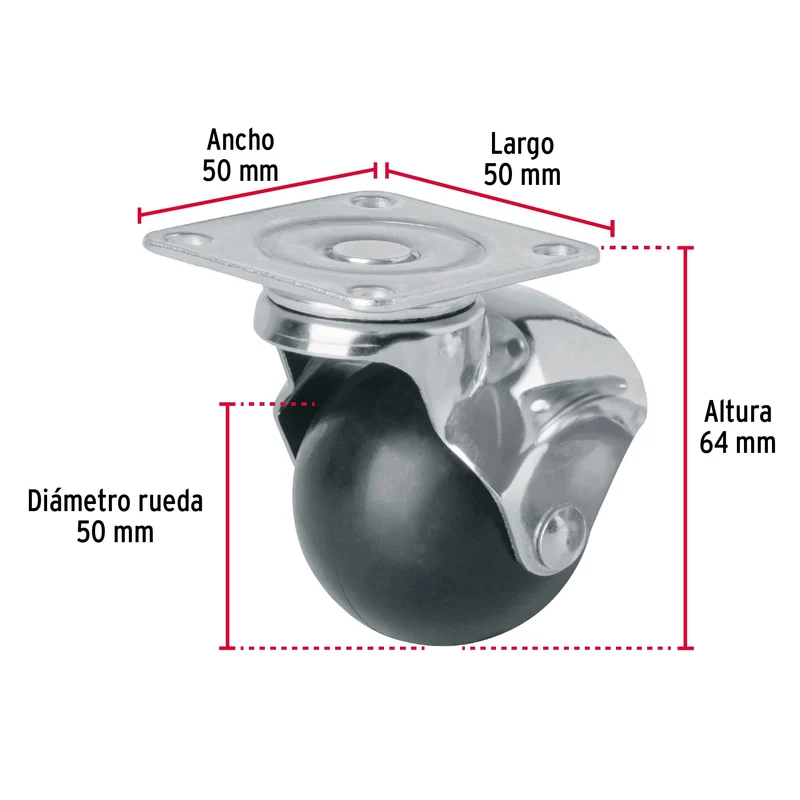RODAJA ESFÉRICA, 50 MM CON PLACA, FIERO